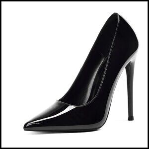 Classic Patent Leather Pumps Stiletto Heels Pointed Toe Elegant Evening Party